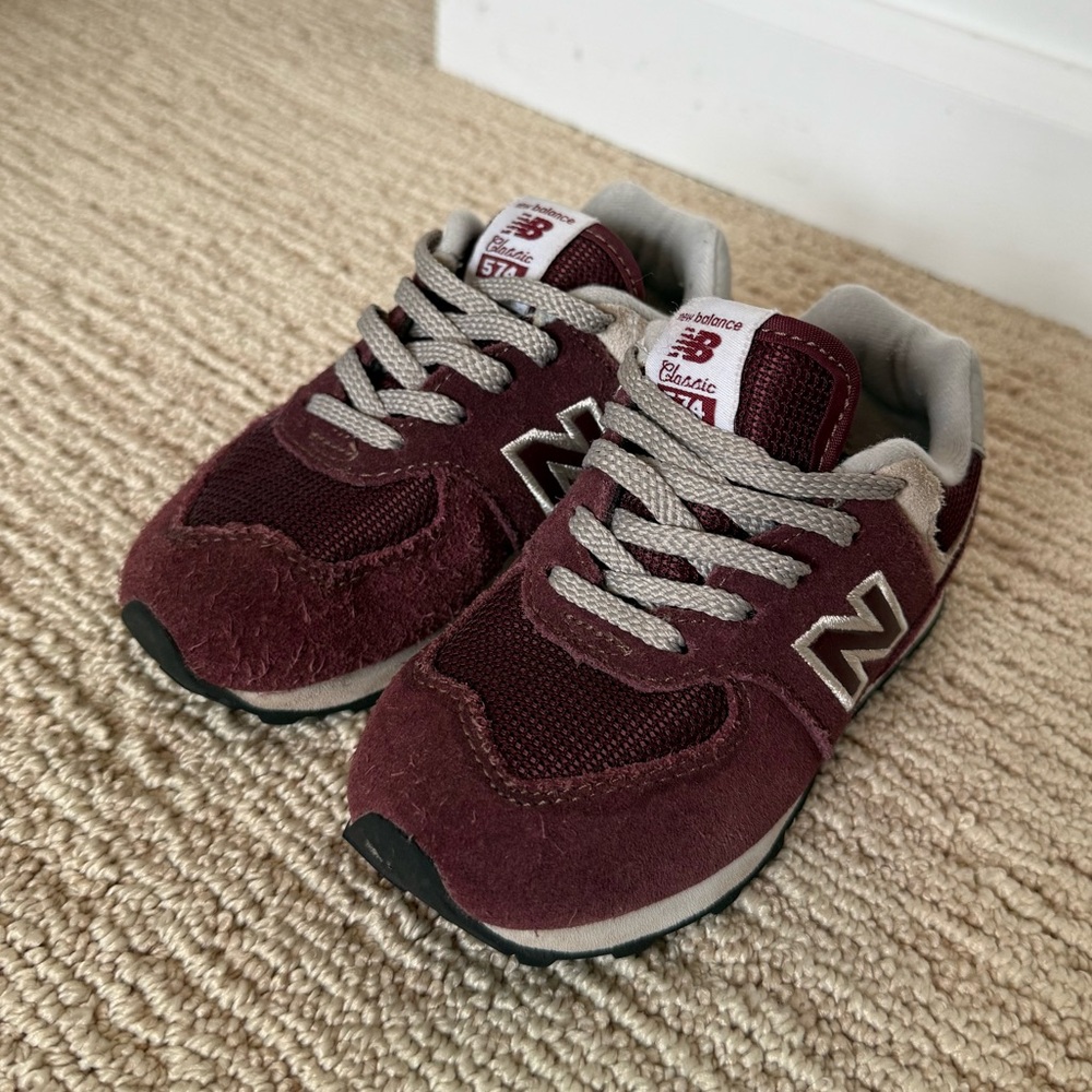 New Balance Kids 574 Polo sneaker - burgundy and gray